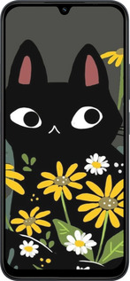 Силіконовий чехол Чорний кіт з квітами для Xiaomi POCO C85 4G - 6448u-4233 изображение 