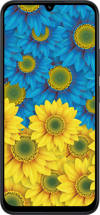 Силиконовый чехол Жёлто-голубые цветы для Xiaomi POCO C85 4G - 1048u-4233 изображение 