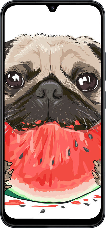 Силиконовый чехол Мопс и арбуз для Xiaomi POCO C85 4G - 4665u-4233 изображение 