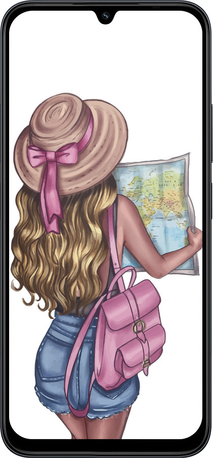 Силиконовый чехол Девушка с картой для Xiaomi POCO C85 4G - 4704u-4233 изображение 