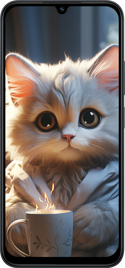 Силіконовий чехол Білий кіт для Xiaomi Redmi 15C 4G - 5646u-4095 изображение 