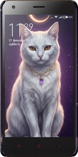 3D пластиковий глянцевий чехол Mystic White Cat Gothic Dark Purple Gold для Xiaomi Redmi 2 - 6805c-98 изображение 