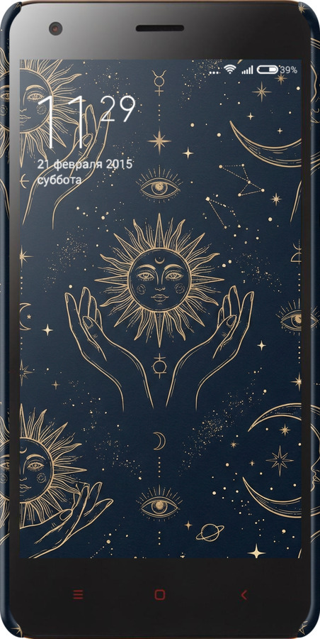 3D пластиковый глянцевый чехол Celestial Harmony: Sun & Moon Gold Mystic Pattern для Xiaomi Redmi 2 - 6778c-98 изображение 
