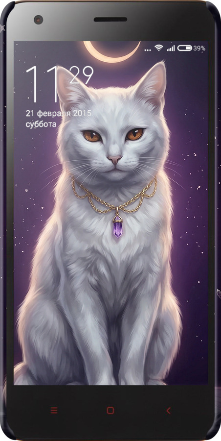 3D пластиковий глянцевий чехол Mystic White Cat Gothic Dark Purple Gold для Xiaomi Redmi 2 - 6805c-98 изображение 