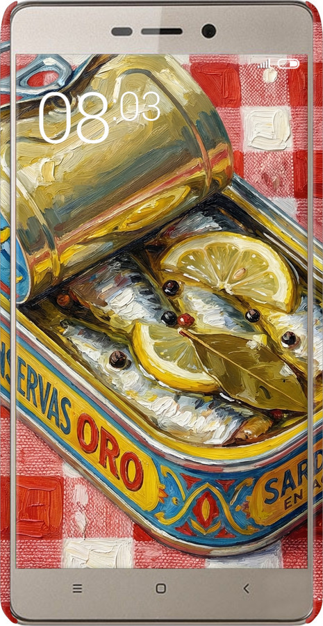 3D пластиковий матовий чехол Vintage Sardine Tin Phone для Xiaomi Redmi 3 Pro - 6772m-341 изображение 