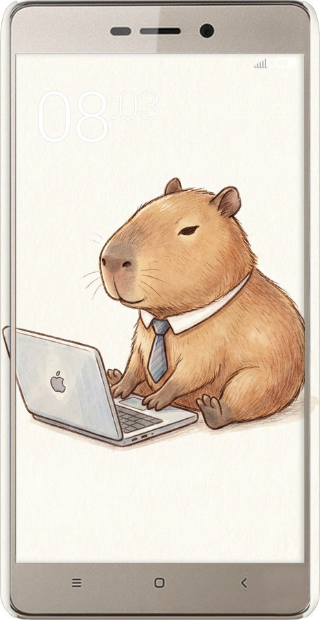 3D пластиковый матовый чехол Funny Capybara CEO Working для Xiaomi Redmi 3 Pro - 6777m-341 изображение 