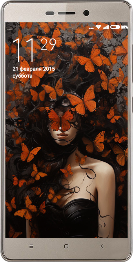 2D пластиковый чехол Девушка с оранжевыми бабочками для Xiaomi Redmi 3s - 5941t-357 изображение 