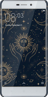 3D пластиковый матовый чехол Celestial Harmony: Sun & Moon Gold Mystic Pattern для Xiaomi Redmi 3 - 6778m-97 изображение 