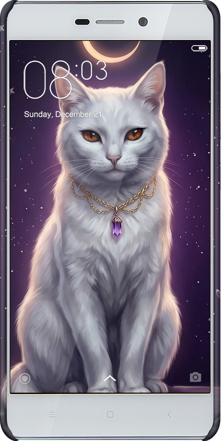 3D пластиковый матовый чехол Mystic White Cat Gothic Dark Purple Gold для Xiaomi Redmi 3 - 6805m-97 изображение 