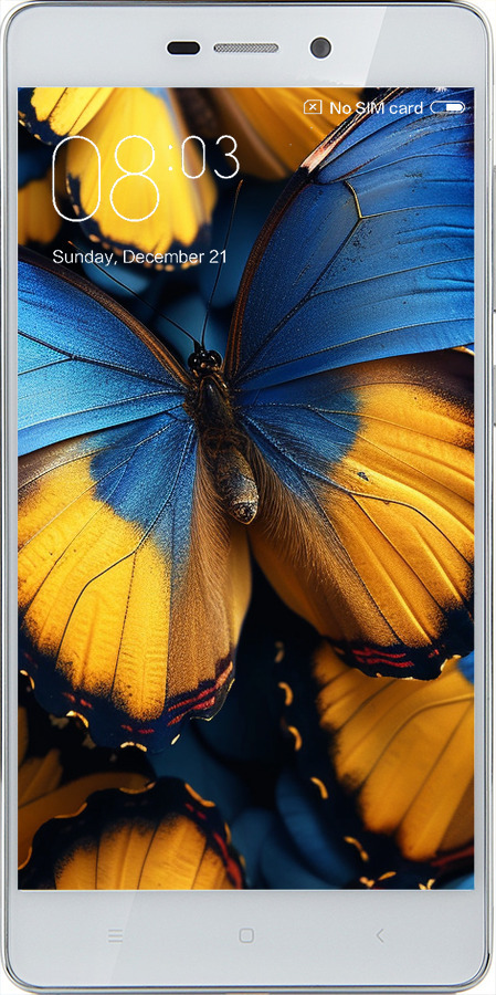 Силиконовый чехол Желто-голубые бабочки для Xiaomi Redmi 3 - 6046u-97 изображение 