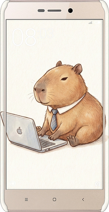 3D пластиковый матовый чехол Funny Capybara CEO Working для Xiaomi Redmi 3x - 6777m-441 изображение 