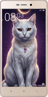 Силіконовий чехол Mystic White Cat Gothic Dark Purple Gold для Xiaomi Redmi 3x - 6805u-441 изображение 