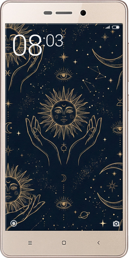 Силиконовый чехол Celestial Harmony: Sun & Moon Gold Mystic Pattern для Xiaomi Redmi 3x - 6778u-441 изображение 