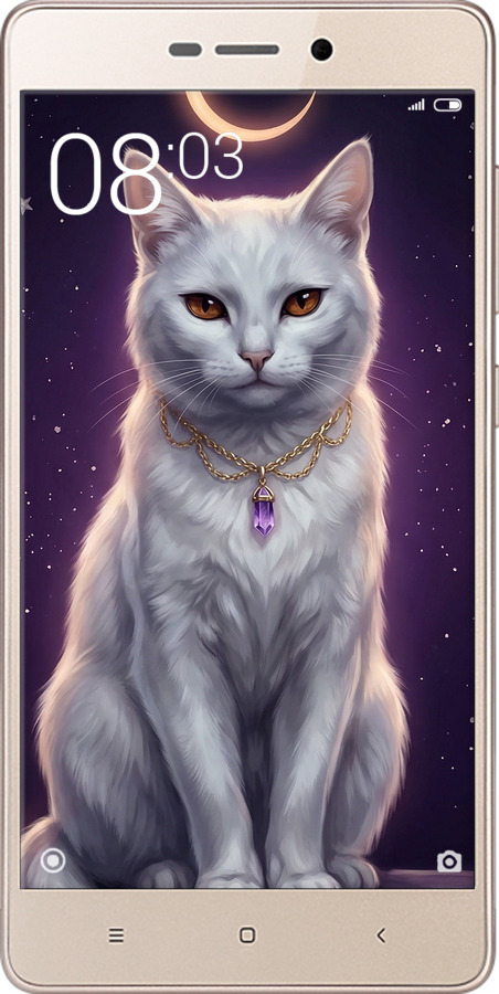 Силіконовий чехол Mystic White Cat Gothic Dark Purple Gold для Xiaomi Redmi 3x - 6805u-441 изображение 