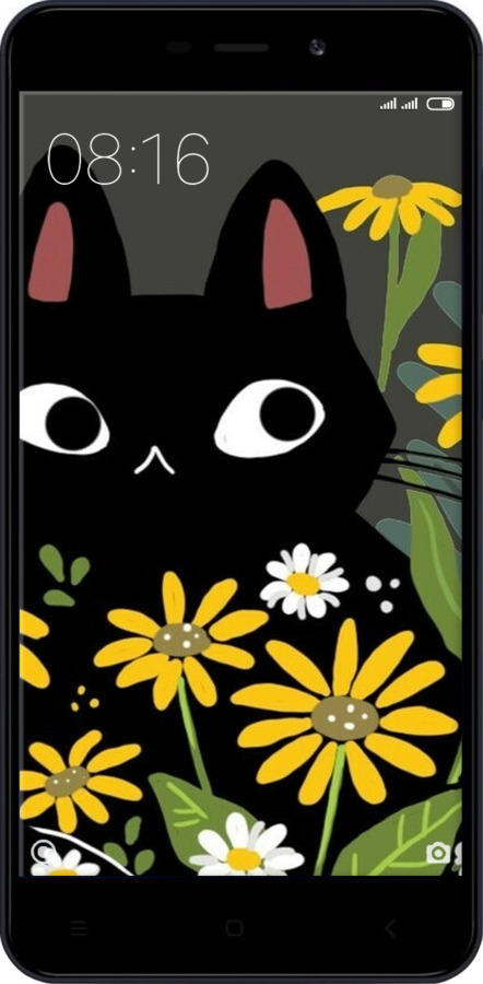 2D пластиковый чехол Черный кот с цветами для Xiaomi RedMi 4A - 6448t-631 изображение 