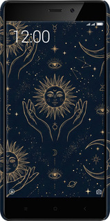 3D пластиковый матовый чехол Celestial Harmony: Sun & Moon Gold Mystic Pattern для Xiaomi Redmi 4 Prime - 6778m-437 изображение 