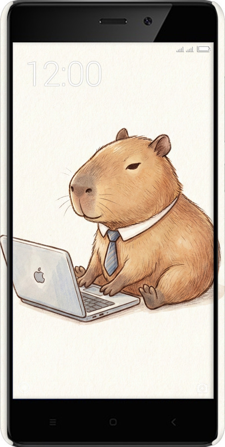 3D пластиковый матовый чехол Funny Capybara CEO Working для Xiaomi Redmi 4 pro - 6777m-438 изображение 