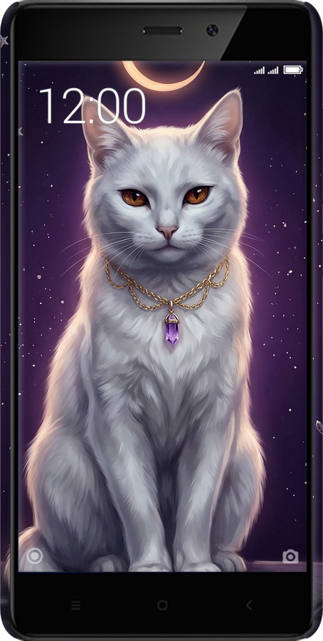 3D пластиковый матовый чехол Mystic White Cat Gothic Dark Purple Gold для Xiaomi Redmi 4 pro - 6805m-438 изображение 