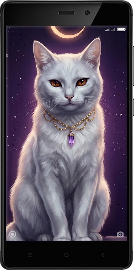 Силіконовий чехол Mystic White Cat Gothic Dark Purple Gold для Xiaomi Redmi 4 Prime - 6805u-437 изображение 