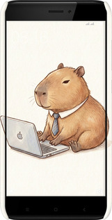 3D пластиковий матовий чехол Funny Capybara CEO Working для Xiaomi Redmi 4X - 6777m-778 изображение 