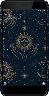 3D пластиковый матовый чехол Celestial Harmony: Sun & Moon Gold Mystic Pattern для Xiaomi Redmi 4X - 6778m-778 изображение 