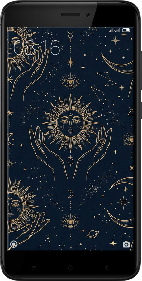 2D пластиковый чехол Celestial Harmony: Sun & Moon Gold Mystic Pattern для Xiaomi Redmi 4X - 6778t-778 изображение 