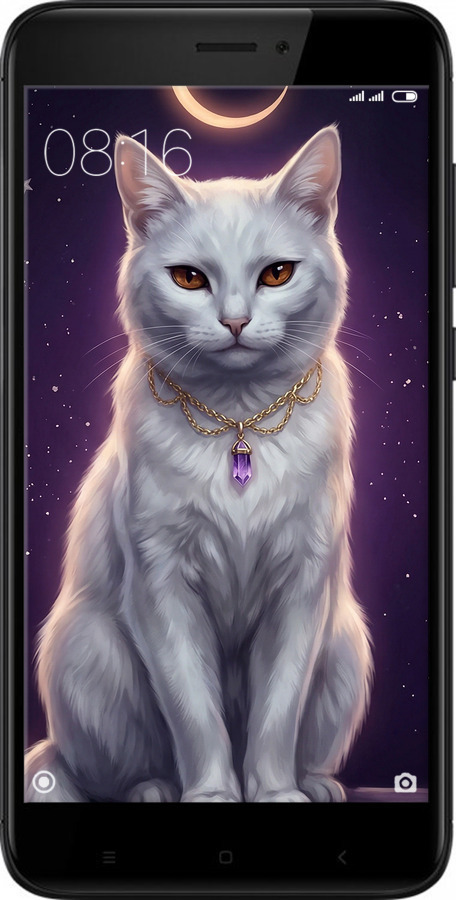 2D пластиковый чехол Mystic White Cat Gothic Dark Purple Gold для Xiaomi Redmi 4X - 6805t-778 изображение 
