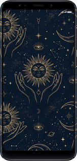 3D пластиковый матовый чехол Celestial Harmony: Sun & Moon Gold Mystic Pattern для Xiaomi Redmi 5 Plus - 6778m-1347 изображение 