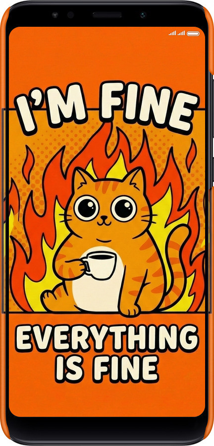 3D пластиковий матовий чехол Funny Cat для Xiaomi Redmi 5 Plus - 6786m-1347 изображение 