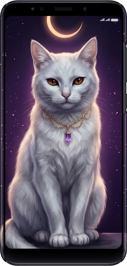 3D пластиковий матовий чехол Mystic White Cat Gothic Dark Purple Gold для Xiaomi Redmi 5 Plus - 6805m-1347 изображение 