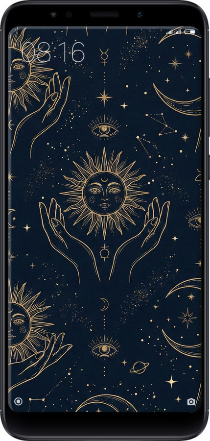 Силиконовый чехол Celestial Harmony: Sun & Moon Gold Mystic Pattern для Xiaomi Redmi 5 Plus - 6778u-1347 изображение 