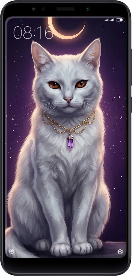 Силиконовый чехол Mystic White Cat Gothic Dark Purple Gold для Xiaomi Redmi 5 Plus - 6805u-1347 изображение 
