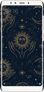 3D пластиковий матовий чехол Celestial Harmony: Sun & Moon Gold Mystic Pattern для Xiaomi Redmi 5 - 6778m-1350 изображение 