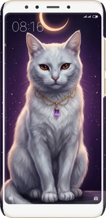 3D пластиковый матовый чехол Mystic White Cat Gothic Dark Purple Gold для Xiaomi Redmi 5 - 6805m-1350 изображение 