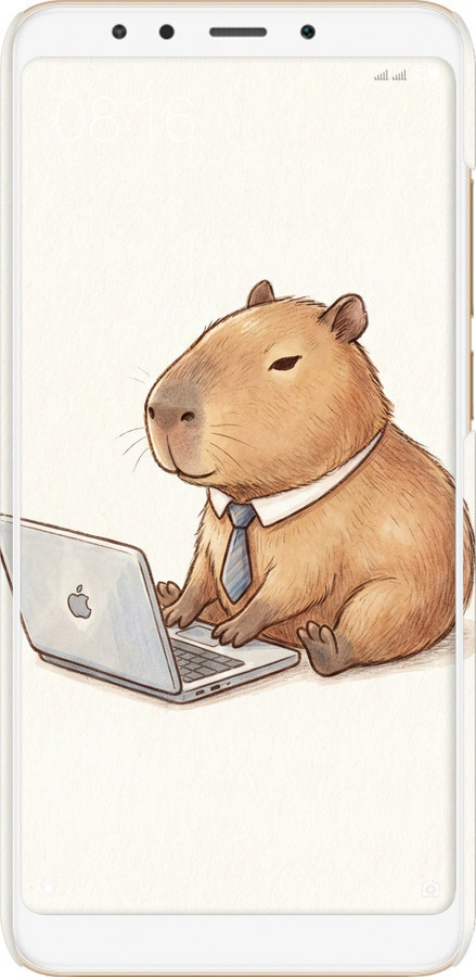 3D пластиковый матовый чехол Funny Capybara CEO Working для Xiaomi Redmi 5 - 6777m-1350 изображение 