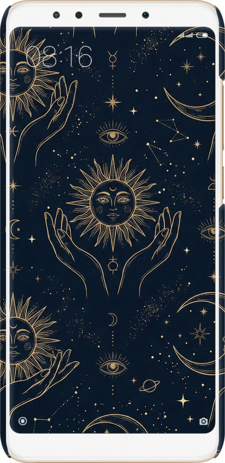 3D пластиковий матовий чехол Celestial Harmony: Sun & Moon Gold Mystic Pattern для Xiaomi Redmi 5 - 6778m-1350 изображение 