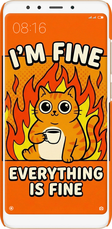 3D пластиковий матовий чехол Funny Cat для Xiaomi Redmi 5 - 6786m-1350 изображение 