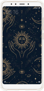 Силикон с усиленными углами чехол Celestial Harmony: Sun & Moon Gold Mystic Pattern для Xiaomi Redmi 5 - 6778sp-1350 изображение 