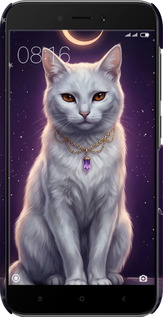 3D пластиковый матовый чехол Mystic White Cat Gothic Dark Purple Gold для Xiaomi Redmi 5A - 6805m-1133 изображение 