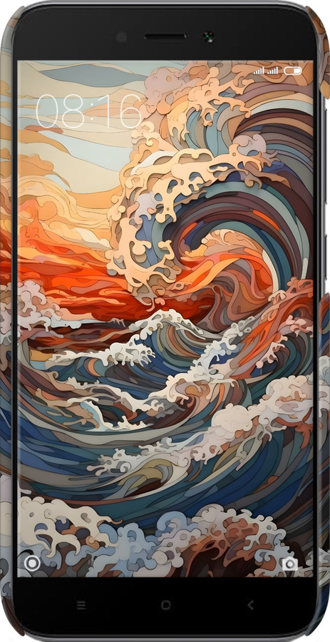 3D пластиковий матовий чехол Арт хвилі для Xiaomi Redmi 5A - 6324m-1133 изображение 