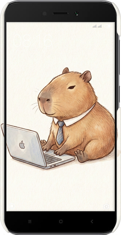 3D пластиковий матовий чехол Funny Capybara CEO Working для Xiaomi Redmi 5A - 6777m-1133 изображение 