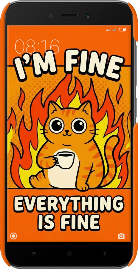 3D пластиковый матовый чехол Funny Cat для Xiaomi Redmi 5A - 6786m-1133 изображение 