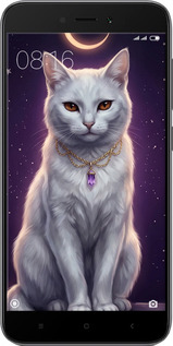 Силиконовый чехол Mystic White Cat Gothic Dark Purple Gold для Xiaomi Redmi 5A - 6805u-1133 изображение 