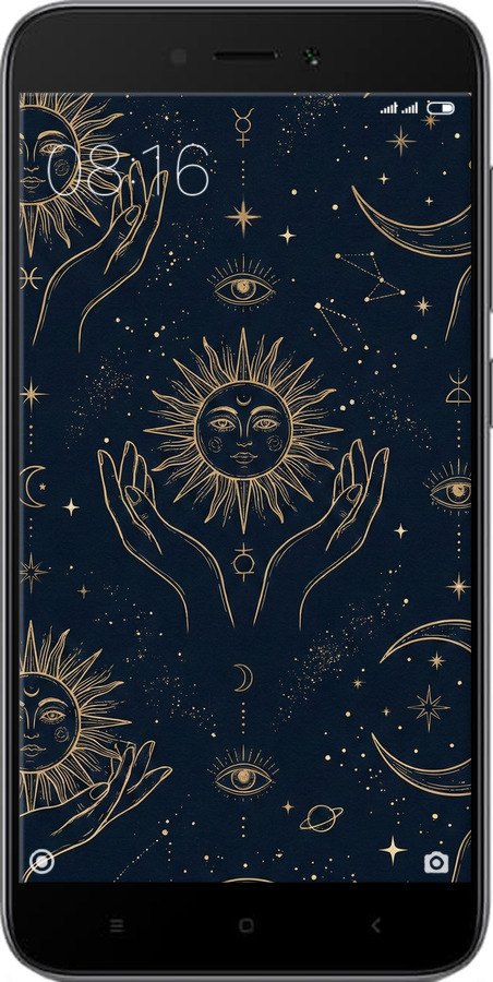 2D пластиковий чехол Celestial Harmony: Sun & Moon Gold Mystic Pattern для Xiaomi Redmi 5A - 6778t-1133 изображение 