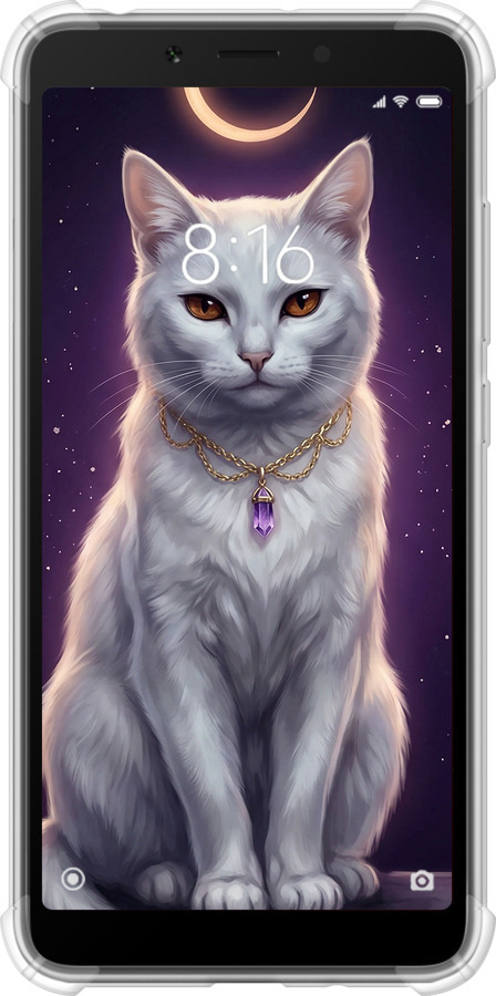 Силіконовий протиударний с посиленими кутами чехол Mystic White Cat Gothic Dark Purple Gold для Xiaomi Redmi 6 - 6805sp-1521 изображение 