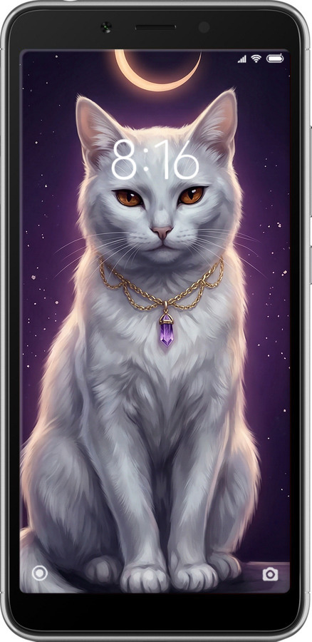TPU чехол Mystic White Cat Gothic Dark Purple Gold для Xiaomi Redmi 6A - 6805b-1531 изображение 