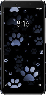 3D пластиковый матовый чехол С синими отпечатками лап для Xiaomi Redmi 6A - 6441m-1531 изображение 