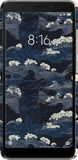3D пластиковый матовый чехол Морская тематика в стиле арт-деко для Xiaomi Redmi 6A - 6520m-1531 изображение 