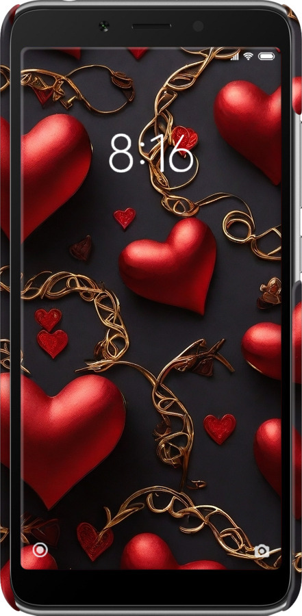3D пластиковый матовый чехол Сердечки для Xiaomi Redmi 6A - 5831m-1531 изображение 