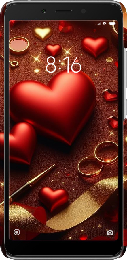 3D пластиковый матовый чехол Сердечки v3 для Xiaomi Redmi 6A - 5833m-1531 изображение 